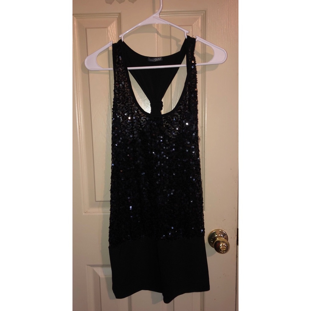 Black Sequin Razor Back Tank